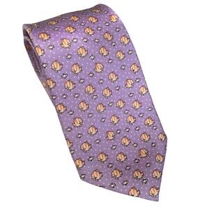 Tommy Hilfiger Lavender Angel Fish Print Silk Tie